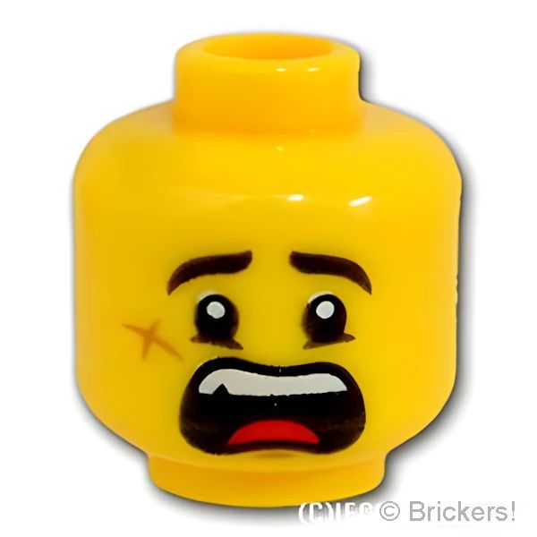 LEGO® パーツ 6276891 ミニフィグ デュアルヘッド - スマイル / 驚き顔のバッテン傷：[Yellow / イエロー] 3626pb2454-024 