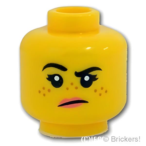 LEGO® パーツ 6271729 ミニフィグ デュアルヘッド - そばかす笑顔 / 納得いかない顔：[Yellow / イエロー] 3626pb2455-024 