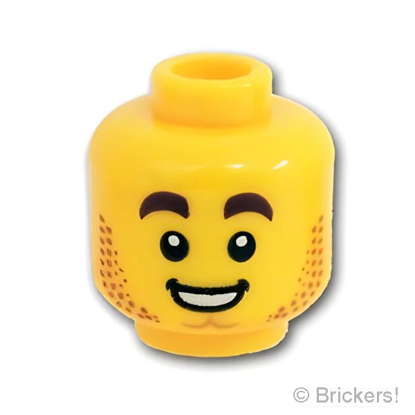 LEGO® パーツ 6267083 ミニフィグ デュアルヘッド- ベロだし無精髭 / スマイル無精髭：[Yellow / イエロー] 3626pb2460-024 