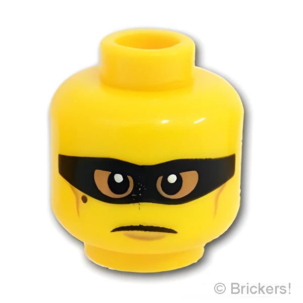 LEGO® パーツ 6287992 ミニフィグ デュアルヘッド - バギーアイズ / しかめっ面の黒いマスク：[Yellow / イエロー] 3626pb2525-024 