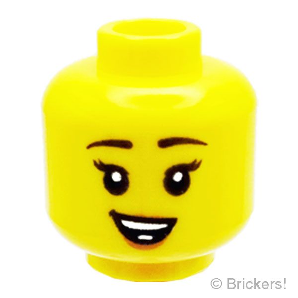 LEGO® パーツ 6303384 ミニフィグ デュアルヘッド - ピンクリップのスマイル/ゴーグル：[Yellow / イエロー] 3626pb2606-024 
