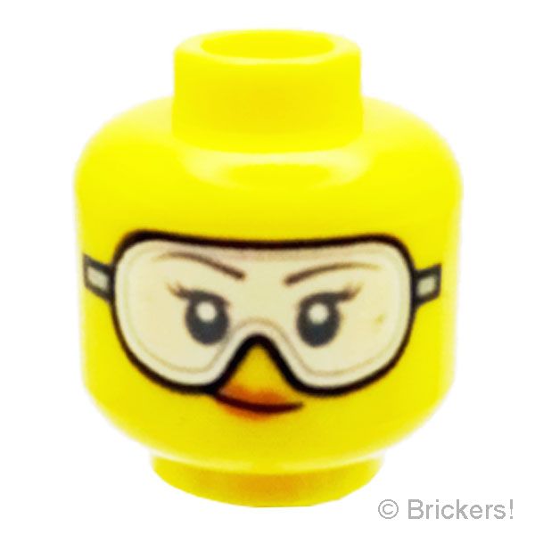 LEGO® パーツ 6303384 ミニフィグ デュアルヘッド - ピンクリップのスマイル/ゴーグル：[Yellow / イエロー] 3626pb2606-024 