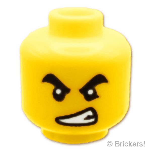 LEGO® パーツ 6303203 ミニフィグ デュアルヘッド - 目を閉じ気持ちよさそうな顔 / 怒り顔：[Yellow / イエロー] 3626pb2616-024 