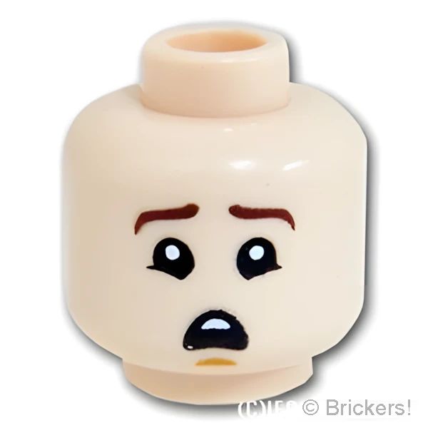 LEGO® パーツ 6299847 ミニフィグ デュアルヘッド - 片眉上げのニヤリ / 怖がりの顔：[Light Nougat / ライトヌガー] 3626pb2660-283 