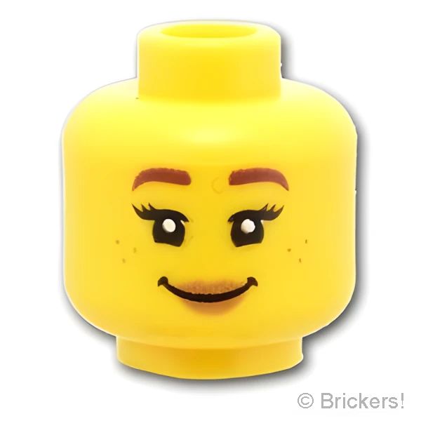 LEGO® パーツ 6328351 ミニフィグ デュアルヘッド - オレンジ色の安全メガネ / そばかす模様の笑顔：[Yellow / イエロー] 3626pb2761-024 