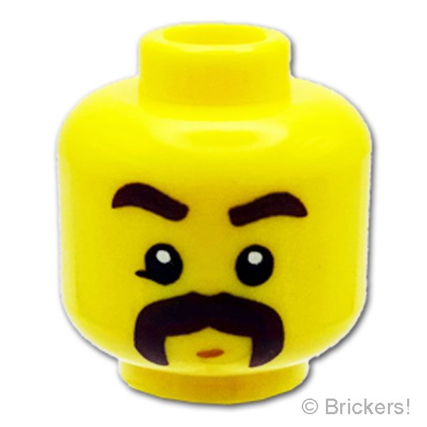 LEGO® パーツ - ミニフィグ ヘッド - 太いラウンひげの渋いおじさん：[Yellow / イエロー] 3626pb2791-024 