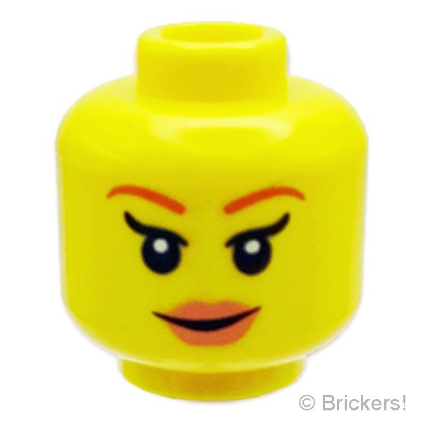 LEGO® パーツ - ミニフィグ デュアルヘッド - ピンクリップのスマイル / フェイスペイント：[Yellow / イエロー] 3626pb2794-024 