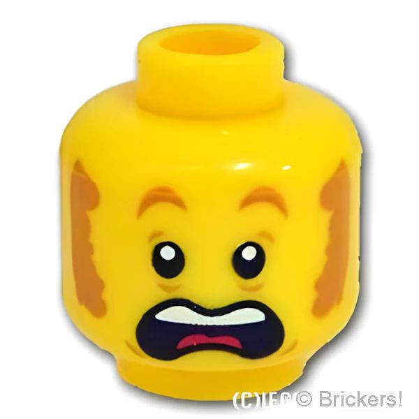 LEGO® パーツ 6351352 ミニフィグ デュアルヘッド - もみあげのヤレヤレ顔 / 驚きすぎの顔：[Yellow / イエロー] 3626pb2903-024 