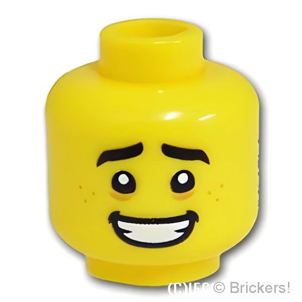 LEGO® パーツ 6384853 ミニフィグ デュアルヘッド - ビビり顔 / やせ我慢の笑顔：[Yellow / イエロー] 3626pb2974-024 