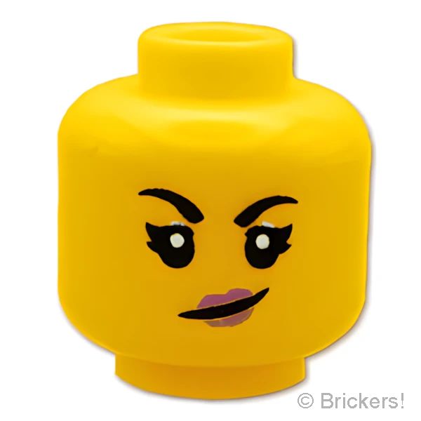 LEGO® パーツ 6366620 ミニフィグ デュアルヘッド - ピンクリップの 叫んだ笑顔 / ニヤリスマイル：[Yellow / イエロー] 3626pb2985-024 