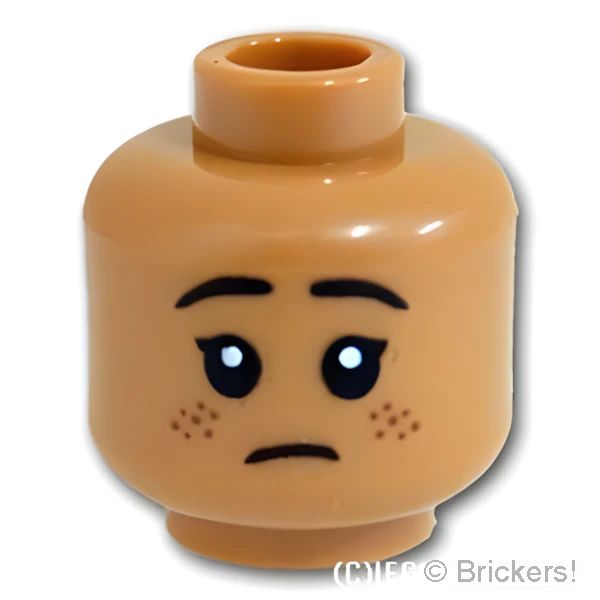 LEGO® パーツ 6378044 ミニフィグ デュアルヘッド - そばかすのスマイル / 考え中の顔：[Md,Nougat / ミディアムヌガー] 3626pb2992-137 