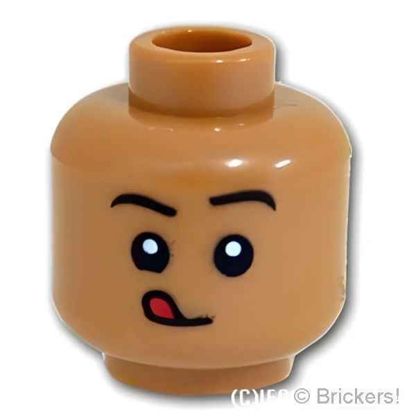 LEGO® パーツ 6378045 ミニフィグ デュアルヘッド - メガネのスマイル / ペロリ：[Md,Nougat / ミディアムヌガー] 3626pb2994-137 
