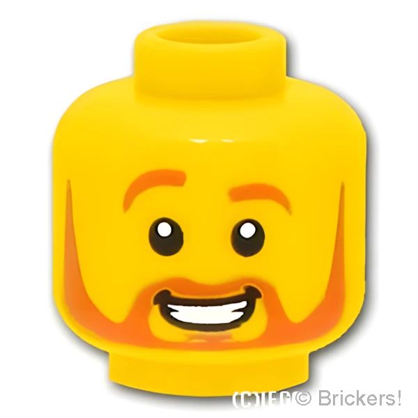 LEGO® パーツ 6395411 ミニフィグ デュアルヘッド - オレンジ髭の笑顔 / 片眉上げの笑顔：[Yellow / イエロー] 3626pb3044-024 
