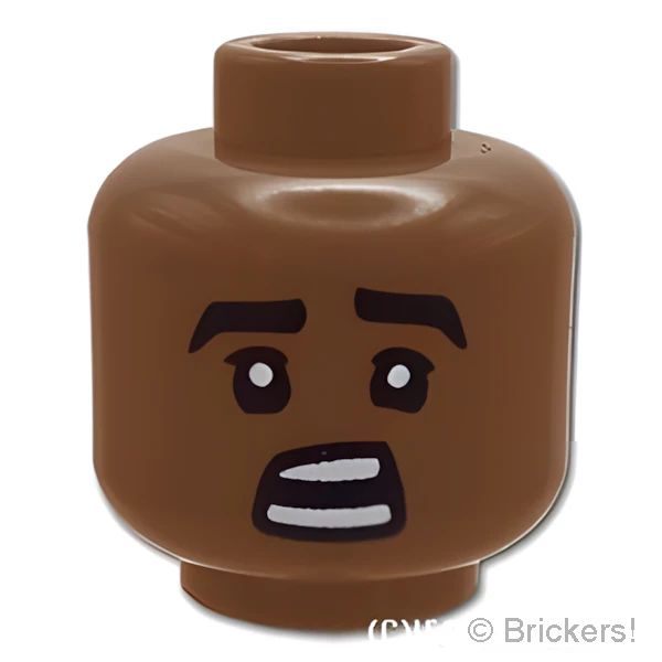 LEGO® パーツ 6415632 ミニフィグ デュアルヘッド - 太眉の笑顔 / 露骨に嫌がる顔：[Md,Brown / ミディアムブラウン ] 3626pb3151-240 