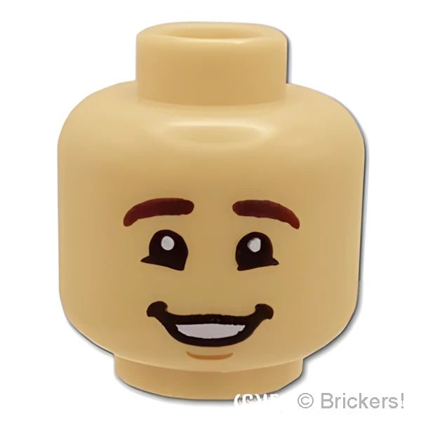 LEGO® パーツ 6404030 ミニフィグ デュアルヘッド - アヒル口のすまし顔 / 企みの笑顔：[Md,Tan / ミディアムタン ] 3626pb3160-371 