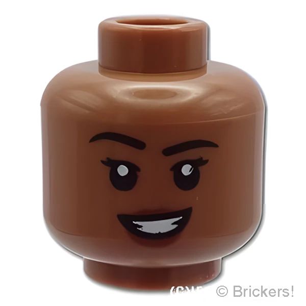 LEGO® パーツ 6393400 ミニフィグ デュアルヘッド - 片眉上げしかめっ面 / 和解の笑顔：[Md,Brown / ミディアムブラウン ] 3626pb3168-240 