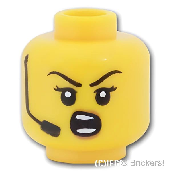 LEGO® パーツ 6415154 ミニフィグ デュアルヘッド - ヘッドセットの女性 / 激昂する女性：[Yellow / イエロー] 3626pb3178-024 