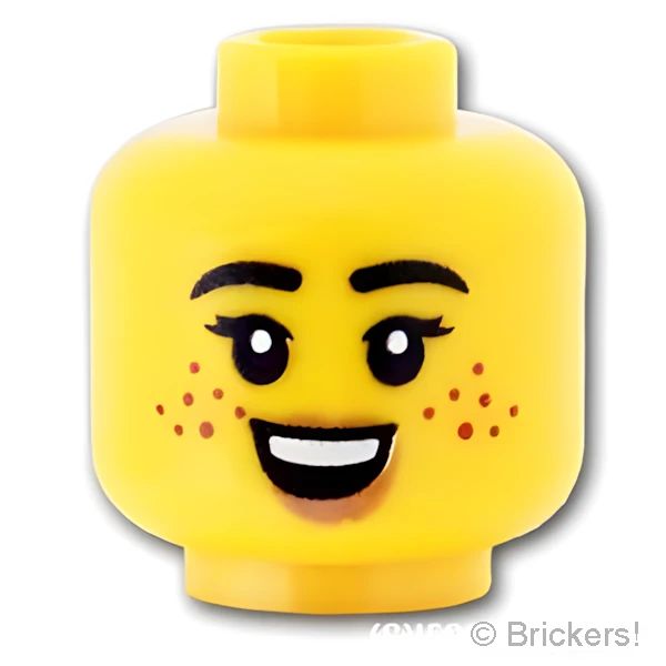 LEGO® パーツ 6415138 ミニフィグ デュアルヘッド - そばかす顔のはにかみ笑い / 喜ぶ顔：[Yellow / イエロー] 3626pb3182-024 