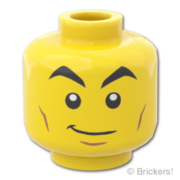 LEGO® パーツ 6429970 ミニフィグ デュアルヘッド - ニヤリ顔 / バイザーメガネ：[Yellow / イエロー] 3626pb3197-024 