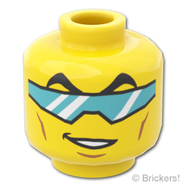 LEGO® パーツ 6429970 ミニフィグ デュアルヘッド - ニヤリ顔 / バイザーメガネ：[Yellow / イエロー] 3626pb3197-024 