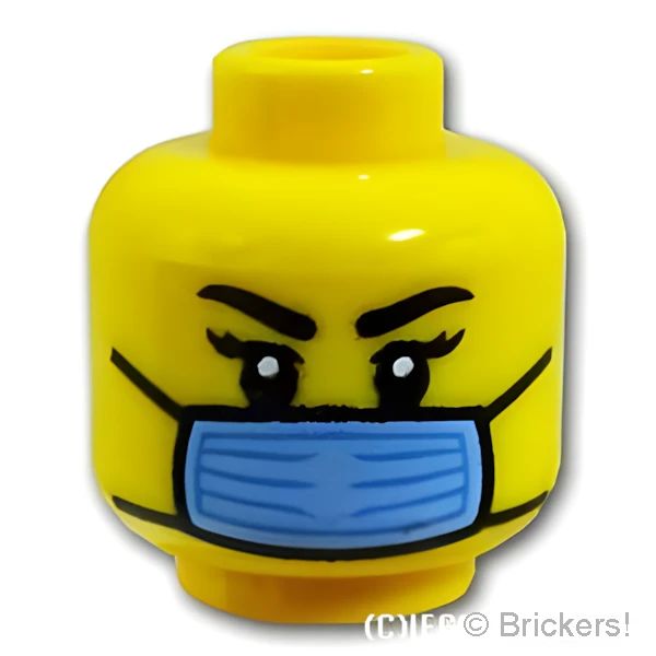 LEGO® パーツ 6419091 ミニフィグ デュアルヘッド - 笑顔の女性 / マスク姿：[Yellow / イエロー] 3626pb3230-024 