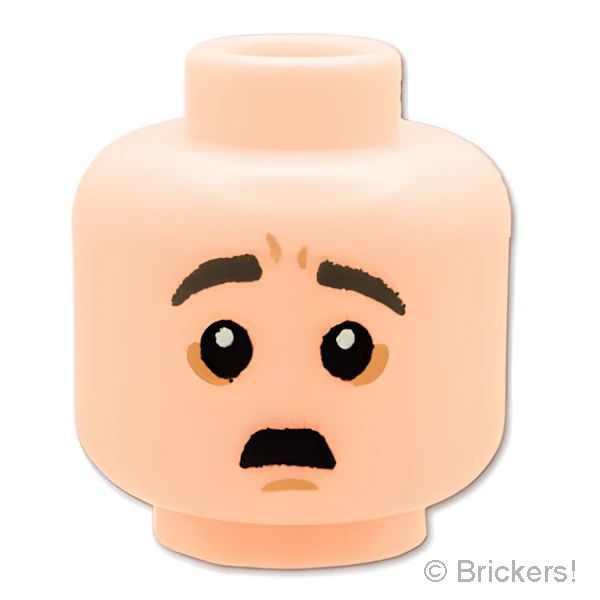 LEGO® パーツ 6420343 ミニフィグ デュアルヘッド - 眉間にしわのしかめっ面／ビビり顔：[Light Nougat / ライトヌガー] 3626pb3238-283 