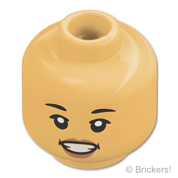 LEGO® パーツ 6447608 ミニフィグ デュアルヘッド - すまし顔の女性 / 歯を見せた笑顔：[Md,Tan / ミディアムタン ] 3626pb3383-371 