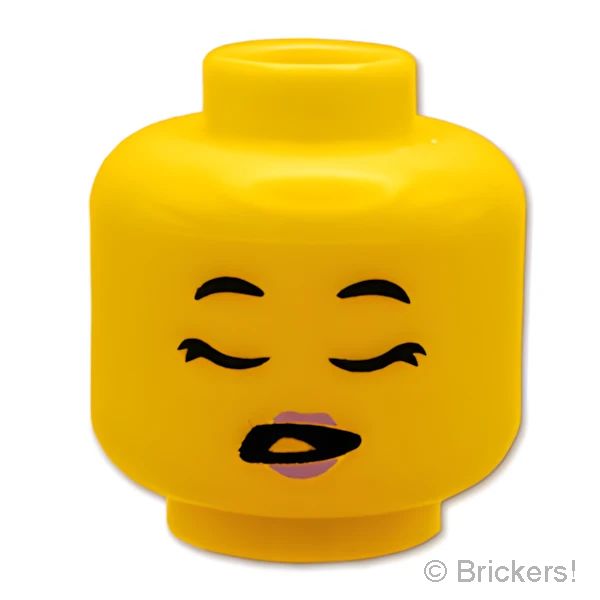 LEGO® パーツ 6434234 ミニフィグ デュアルヘッド - ピンクリップの笑顔/眠り顔：[Yellow / イエロー] 3626pb3439-024 
