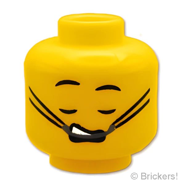 LEGO® パーツ 6434205 ミニフィグ デュアルヘッド - 銀色のブレースを付けたジェイデン/口を開けて眠るジェイデン：[Yellow / イエロー] 3626pb3448-024 