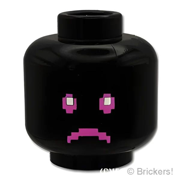 LEGO® パーツ 6480724 ミニフィグ デュアルヘッド - デジタルのピンクドットスマイル / 悲しい顔：[Black / ブラック] 3626pb3676-026 
