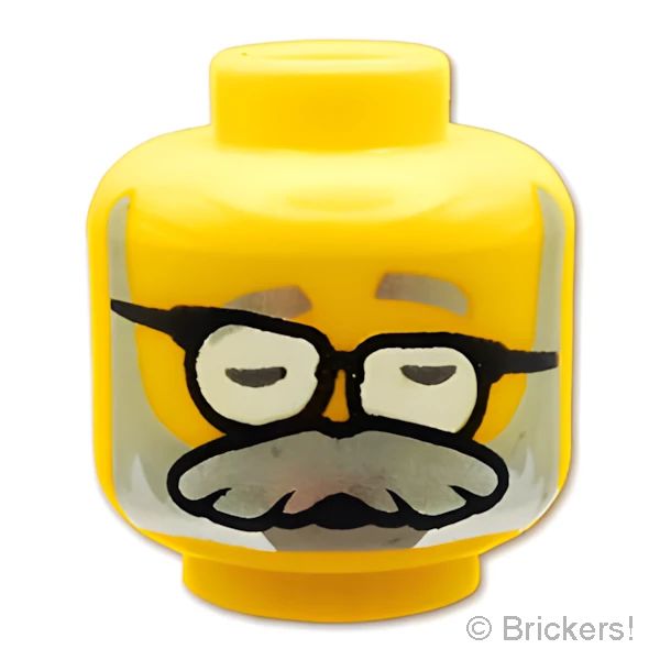 LEGO® パーツ 6490710 ミニフィグ デュアルヘッド - 黒縁メガネとふさふさお鬚 / メガネがずれた寝顔：[Yellow / イエロー] 3626pb3685-024 