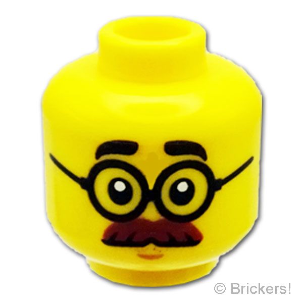 LEGO® パーツ 6530211 ミニフィグ デュアルヘッド - 丸眼鏡のマスタッシュ / 驚いたマスタッシュ：[Yellow / イエロー] 3626pb3890-024 