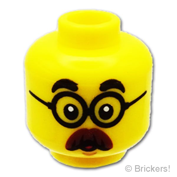 LEGO® パーツ 6530211 ミニフィグ デュアルヘッド - 丸眼鏡のマスタッシュ / 驚いたマスタッシュ：[Yellow / イエロー] 3626pb3890-024 