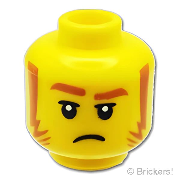 LEGO® パーツ 6579704 ミニフィグ デュアルヘッド - オレンジサングラスのにやり顔/ムスッとした顔：[Yellow / イエロー] 3626pb4067-024 