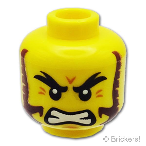 LEGO® パーツ 6593158 ミニフィグ デュアルヘッド - マトンチョップの真顔 / 怒り顔：[Yellow / イエロー] 3626pb4110-024 