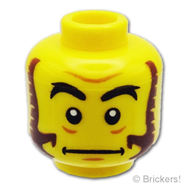 LEGO® パーツ 6593158 ミニフィグ デュアルヘッド - マトンチョップの真顔 / 怒り顔：[Yellow / イエロー] 3626pb4110-024 