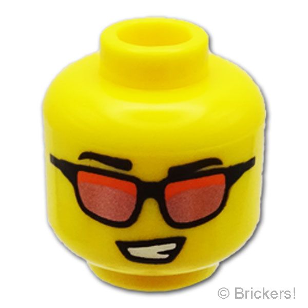 LEGO® パーツ 6599862 ミニフィグ ヘッド -オレンジ色の偏光サングラス：[Yellow / イエロー] 3626pb4167-024 