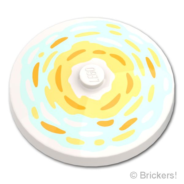 LEGO® パーツ 6397305 ディッシュ 4 x 4 - Bt,Ltイエロー / Bt,Ltオレンジ / Ltアクアのペイント：[White / ホワイト] 3960pb071-001 