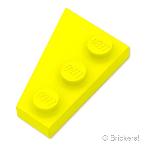 LEGOR パーツ 6545926 ウェッジ プレート 3 x 2 - 右：[Neon Yellow / ネオンイエロー] 43722-236 の商品ページ｜レゴRパーツ バラ売りのブリッカーズ
