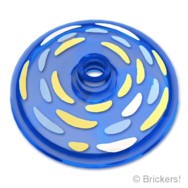 LEGO® パーツ 6397503 ディッシュ 3 x 3 - ホワイト / Bt,Ltブルー / Bt,Ltイエローのペイント：[Tr,Blue / トランスブルー] 43898pb010-043 