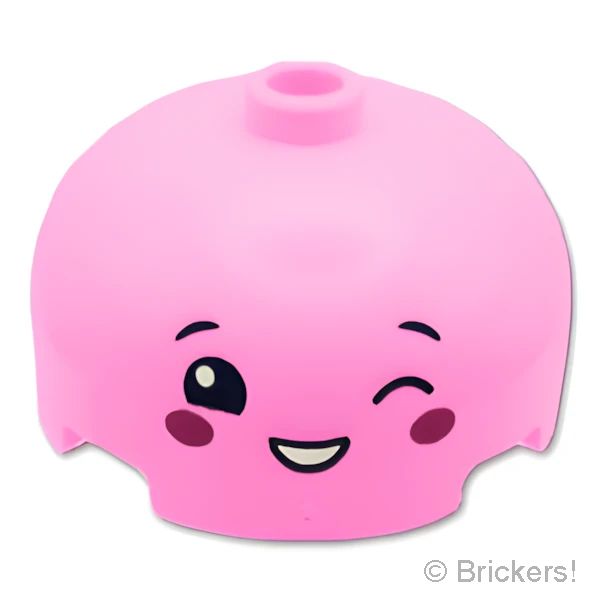 LEGOR レゴ パーツ 6481618 ラウンド ブロック 3 x 3 x 1 1/3 ドームトップ - ウィンクした顔：[Bright Pink / ブライトピンク] 49308pb005-222 