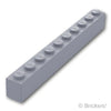 ブロック 1 x 10：[Light Bluish Gray / グレー]