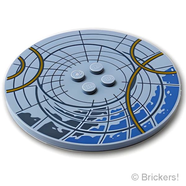 LEGOR パーツ 6319745 タイル 8 x 8 ラウンド - グレーとゴールドのサークルパターン：[Light Bluish Gray / グレー] 6177pb017-194 の商品ページ｜レゴRパーツ バラ売りのブリッカーズ