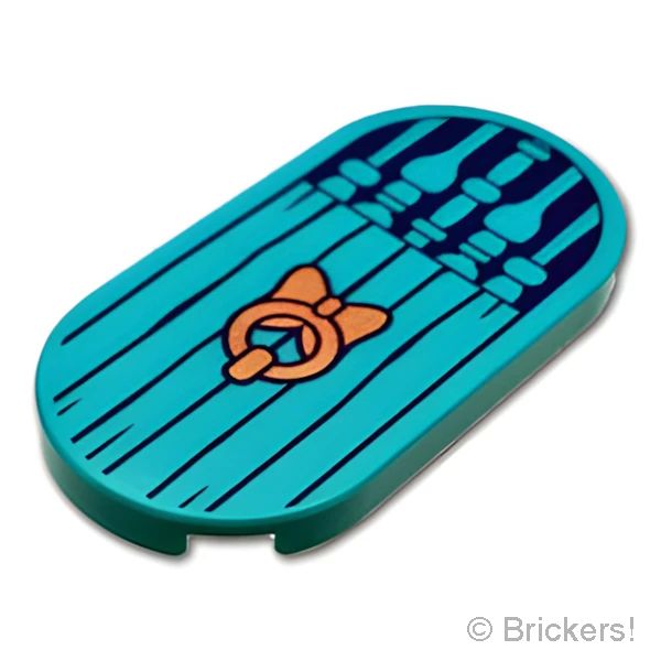 LEGOR レゴ パーツ 6529236 タイル ラウンド 2 x 4 オーバル - スピンドル付きドア：[Dark Turquoise / ダークターコイズ] 66857pb086-107 
