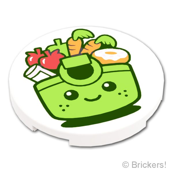 LEGO® パーツ 6581550 タイル ラウンド 3 x 3 - ショッピングバスケットキャラサイン：[White / ホワイト] 67095pb123-001 