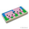 タイル 2 x 4 - ピクセルの豚親子 マインクラフト：[White / ホワイト]