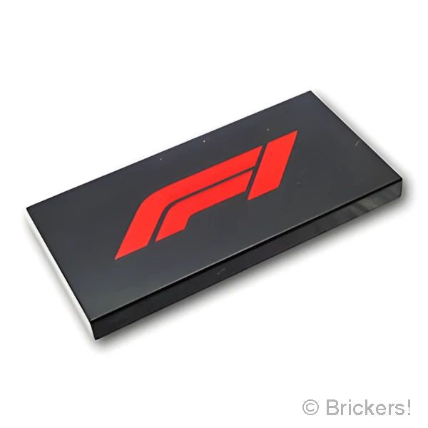 LEGOR レゴ パーツ 6533079 タイル 2 x 4 - F1ロゴ：[Black / ブラック] 87079pb1493-026 