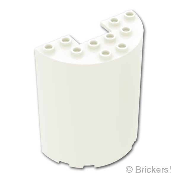 LEGO® パーツ 4569476/6248479/6382974/6602845 シリンダー ハーフ 3 x 6 x 6 - カットアウト：[White / ホワイト] 87926-001 
