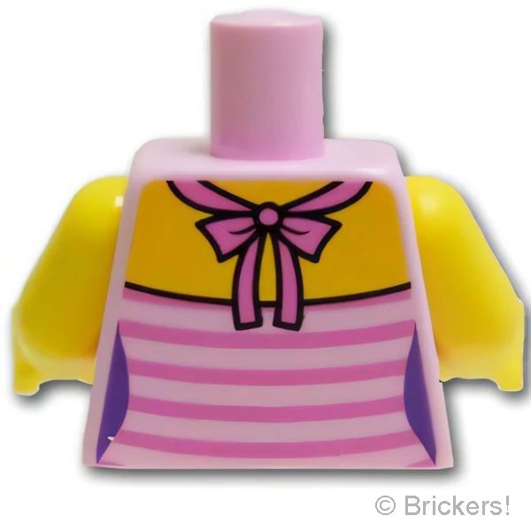 LEGOR パーツ 6107399 トルソー - ダークピンクのストライプトップスと花のネックレス：[Bright Pink / ブライトピンク] 973pb1978c01-222 の商品ページ｜レゴRパーツ バラ売りのブリッカーズ