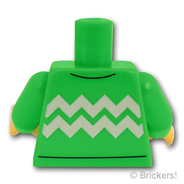 LEGOR パーツ 6392114 トルソー - ジグザグラインのセーター：[Bt,Green / ブライトグリーン] 973pb4536c01-037 の商品ページ｜レゴRパーツ バラ売りのブリッカーズ